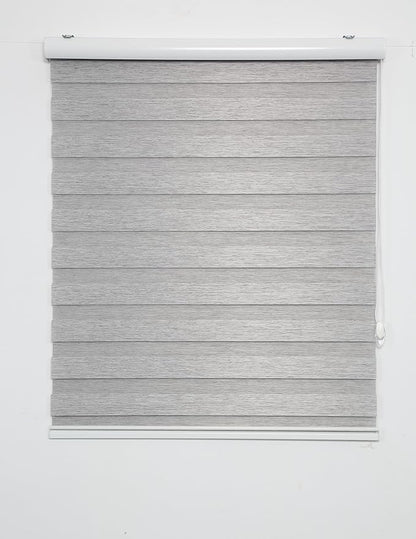 Shadesu Custom Size Zebra Blinds for Windows, 42" W x 72 H, Grey, Dual Layer Free-Stop Zebra Shades, Light Control for Day and Night, Sheer Blinds for Indoor Windows, Bedroom, Kitchen