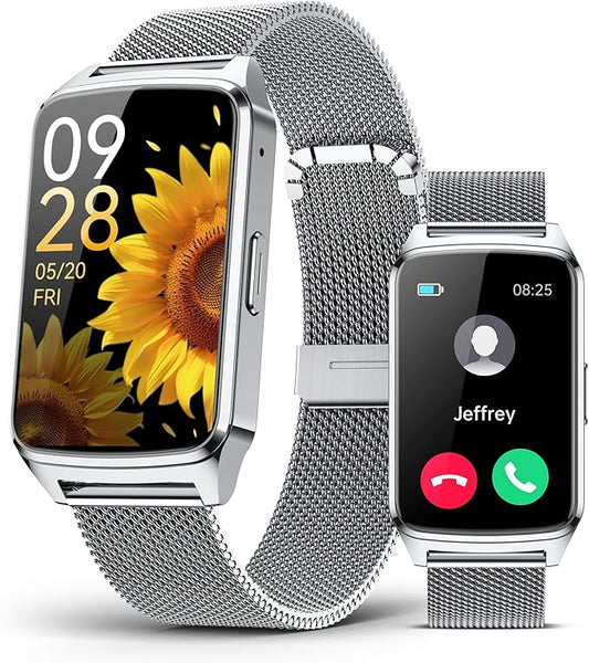 Fitness Tracker Watch for Women Men, Step Counter Compatible with iPhone Android, IP68 Waterproof Activity Tracker with Sleep Monitor, 110+ Sports (Classic, Silver, 1.57)