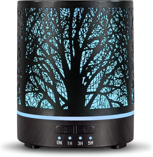 Essential Oil Diffuser Aromatherapy Diffuser -300ml Metal Electric Ultrasonic Cool Mist Oil Diffuser for Large Room with Auto Shut-Off Protection, 4 Timer Setting &7 Colors Night Light for Home Office