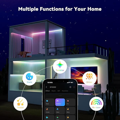 MIWISE COB LED Strip Light,RGB Smart IC COB LED Strip Lights Music Sync Bluetooth with APP Control,Addressable Color Chasing DIY 16M Colors,LED Tape Lighting for Bedroom Home Party Decor,9.84ft