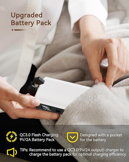Rechargeable Warming Blanket with Battery Pack, Cordless Heated Throw for Home, Office, Car & Travel — Portable Wearable Shawl Design, Soft Cozy Fabric, Fast Heat Technology for People Who Always Cold