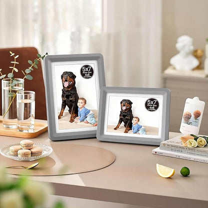 Dark Gray 5x7 Picture Frame with Acrylic Front, ABS Frame for 5x7 or 4x6 Photos, Shatterproof UV-Resistant Tabletop Photo Frame, Vertical/Horizontal Display for Home Décor