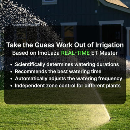 ImoLaza ET Master 4 Gen Smart Sprinkler Controller: Upgraded 6-Zone WiFi Irrigation Controller with Automated Watering, App Control, Smart Weather Skips and Fault Alerts