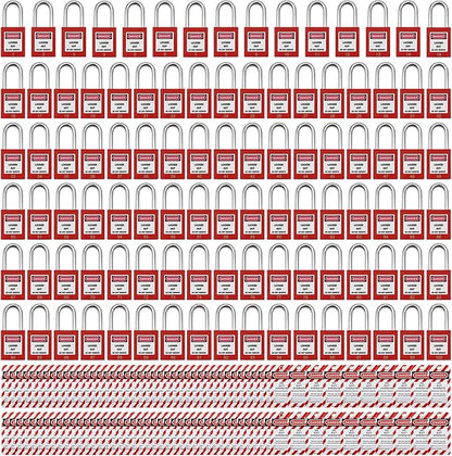 Lockout Tagout Locks, Safety Padlock, Loto Locks Keyed Differently Lock Out Tag Out 100 pcs Safety Padlocks Plastic with 100 Lockout TagOut Tags Red