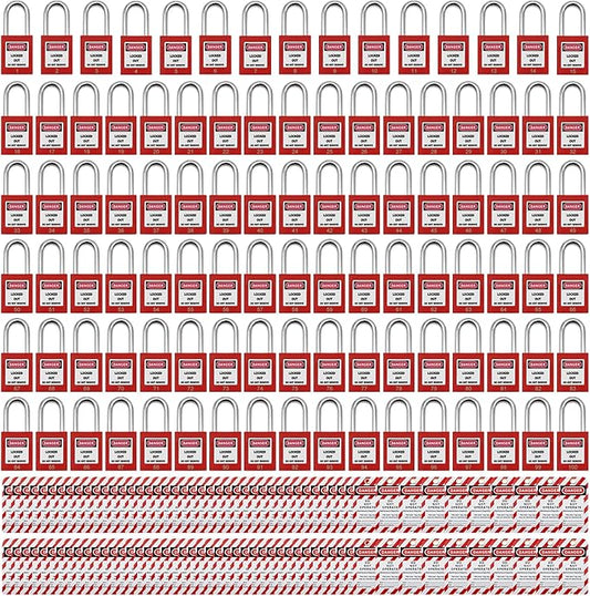 Lockout Tagout Locks, Safety Padlock, Loto Locks Keyed Differently Lock Out Tag Out 100 pcs Safety Padlocks Plastic with 100 Lockout TagOut Tags Red
