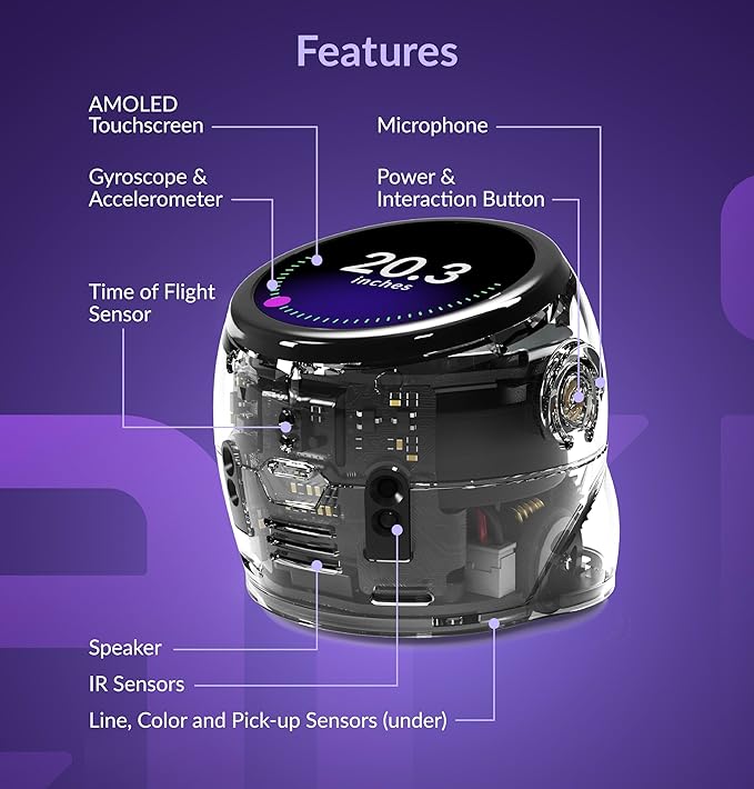 Ozobot Ari Entry Kit | Interactive Learning Robot with Touch Screen, ToF Sensor, Accelerometer, Gyroscope, and AI Integration | Hands-On STEM Education for Classrooms and Homeschool