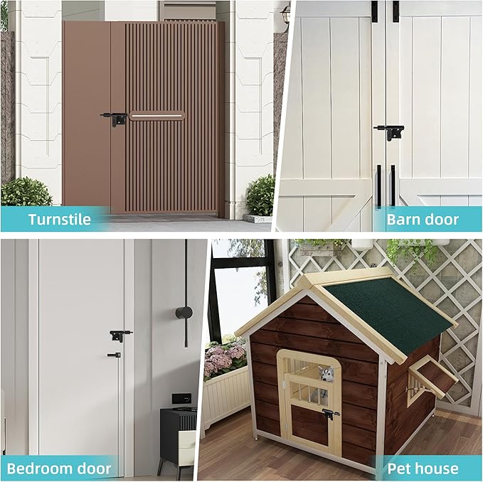 Alise 6 Inch Slide Bolt Gate Latch, Door Lock with Padlock Hole, Heavy Duty Stainless Steel Barrel Bolts Safety Door Lock for Wooden Fence, Outdoor Fence,Shed Door Black