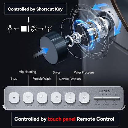 CANEST Smart Toilet with Bidet Built in, Smart Toilet with Heated Seat, Foot Sensor, Rear Wash, Warm Water and Dryer, Remote Control, LED Display, Night Light, Auto Deodorization (TC-300BK)