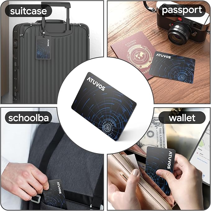 ATUVOS Dual-System Air Card Tag 1 Pack, Rechargeable Wallet Tracker Compatible with Android Google Find Hub or iOS Apple Find My APP, Smart Item Finder Locator for Wallet/Luggage/Passport