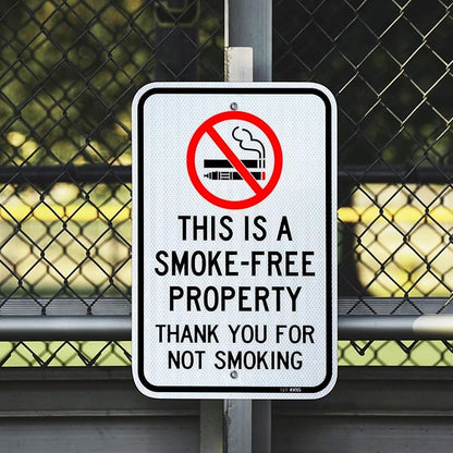 T&R Large No Smoking Sign, Thank You For Not Smoking Sign, 18" x 12" Engineer Grade Reflective Sheeting, Rust Free Aluminum, Weather Resistant, Waterproof, Fade Resistant, 2 Pre-drilled Holes