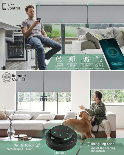 Yoolax Motorized Blinds with Remote, Blackout Smart Blinds for Windows Motorized Waterproof Roller Shades, Automatic Window Shades Work with Alexa Custom Size (Blackout-Vinyl Light Gray)