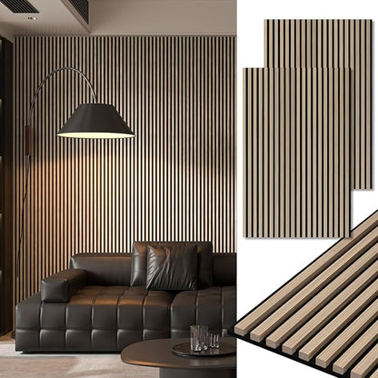 Art3d 2-Pack 48" x 24" Acoustic Wood Panels for Wall, Soundproof Wood Slat Panel for Wall and Ceiling, 3D Fluted Sound Absorbing Paneling for Interior Wall Decor, Living Room, Bedroom - Peach