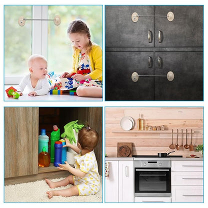 Hotop 4 Pack Cabinet Locks with Keys Mini Fridge Refrigerator Locks for Kids Toddlers Self Adhesive Child and Baby Proofing Safety for Deep Freezer Drawers Doors Latch(Light Brown)
