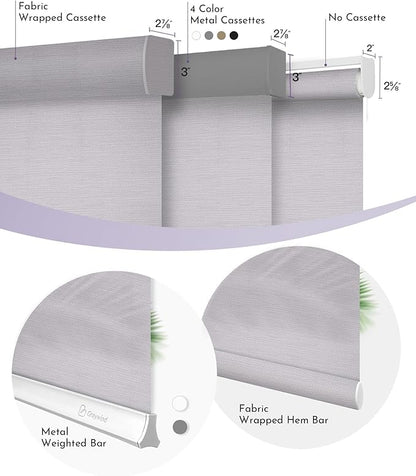 Graywind Motorized Silky Light Filtering Shades Compatible with Alexa Google Half Shading Rechargeable Remote Control Smart Blinds Electric Window Shade, Custom Size (Silky Silver Grey)