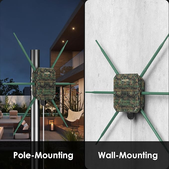 WAVLINK AX3000 Outdoor WiFi Access Point with PoE, 2025 New Model Long Range Outdoor Wireless Repeater, Dual Band 2.4G+5G, 6x7dBi High-gain Antennas, IP67 Weatherproof, Work with Starlink, Greenwood