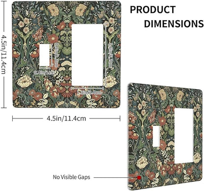 Outlet Covers Vintage Dark Floral William Morris Green Flower 1 Toggle 1 Rocker Combination Decorative Wall Plate Electrical Switch Plates Light Switch Cover Plate for living Room Home