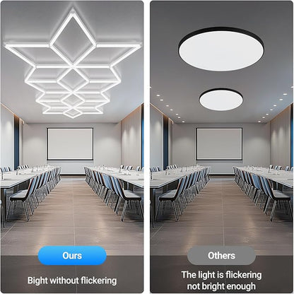 Rhombus LED Garage Light - Hexagonal Snow Lights, 710W 78100LM Super Bright Garage Ceiling Lights, Larger Size Honeycomb Light for Warehouse, Workshop, Gym, Car Basement