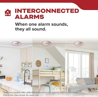 Kidde Hardwired Smoke Detector for Home, 10-Year Battery Backup, Interconnectable, LED Notification, 3-Pack