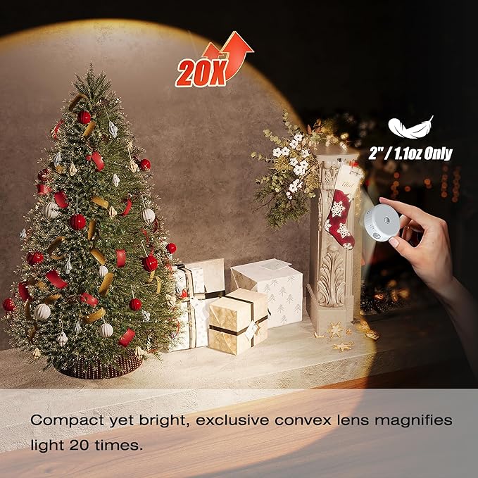 2" Rechargeable Mini Puck Lights w/Lanyard, Renter Friendly Magnetic Stick On Battery Operated Lights, Wireless Motion Sensor Light Indoor for Closet, Wall, Shelves, Kitchen, Locker - 1Pack/White