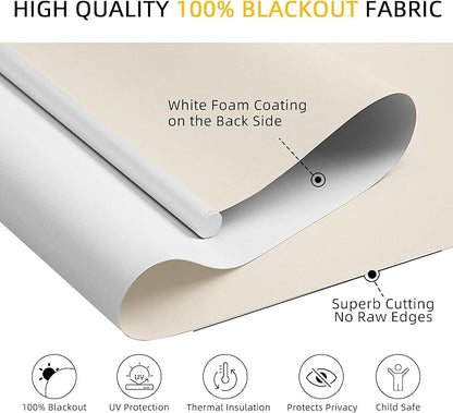 ChrisDowa Cordless Blackout Roller Shades for Windows, Thermal Insulated UV Protection Pull Down Shades, Total Blackout Window Blinds for Home, Office, Bedroom, Door (33" W x 72" H, Beige)