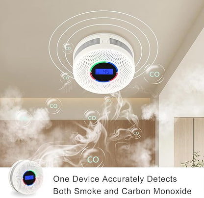 Kesy Upgraded Smoke and Carbon Monoxide Detector 10-Year Lifespan, Dual Sensor Smoke Alarm & Carbon Monoxide Detector (1 Pack)