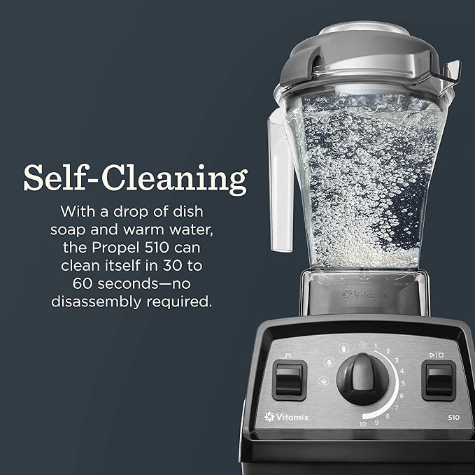 Vitamix Propel Series 510 Blender with Three Blending Programs, Professional-Grade Blender for Smoothies and More, Stainless-Steel Blades, Self-Cleaning Kitchen Appliance, 48 Oz Container, Black