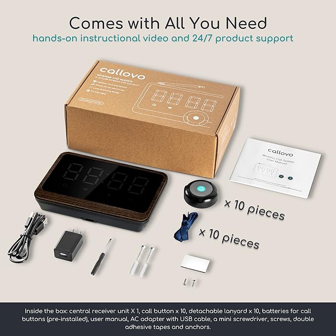 Nurse Call System Wireless Caregiver Pager Bell Buttons for Elderly at Home Call Light for Seniors Clinic, Elderly Monitoring, Care Facility, Restaurant Black Walnut