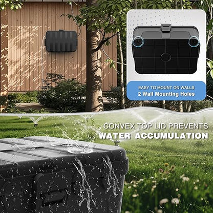 Flemoon Large Outdoor Electrical Box (12.5 x 8.5 x 5 inch), IP54 Waterproof Extension Cord Cover Weatherproof, Protect Outlet, Plug, Socket, Timer, Power Strip, Holiday Light Decoration, Black
