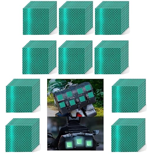 Non Fading Green Reflective Stickers 3 inch X 3 inch, Outdoor Waterproof High Visibility Warning Safety Adhesive Reflector Tape (100 Pcs)