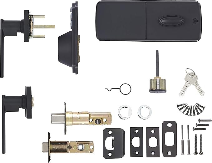 Amazon Basics Traditional Electronic Keypad, Keyless Entry Door Lock Deadbolt with Handle Set, Key Pad Front Door with Knob, Traditional Door Locks for Front Door Handle, Oil Rubbed Bronze, 6-Pack