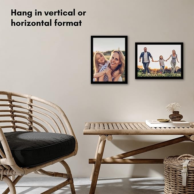 Americanflat 11x15 Picture Frame with Shatter-Resistant Glass - Signature Collection - Gallery-Style Frames Made of Engineered Wood - Photo Frame for Wall Display - Black