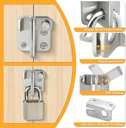 Alise Flip Latch Gate Latches Slide Bolt Latch Safety Door Lock Catch for Barn Cabinet Pet Cage Garden Bathroom Garage Window Sliding Door,MS4001-LS Stainless Steel Brushed Finish