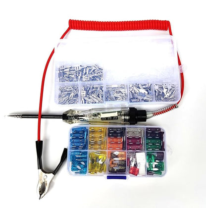 Automotive Circuit Test Light kit 3-60V DC Digital LEDTester+Car Blade Fuses+Automotive Wire Connector pins, Auto Bidirectional Voltage Tester Electric Test Pen (Test Pen + Car Blade Fuses)