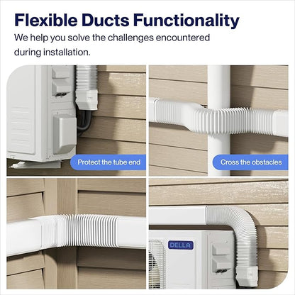 DELLA 3" 15.5 Ft Mini Split Line Set Cover with Flexible Duct, Decorative PVC Lineset Cover Kit, Paintable for Mini Split Air Conditioner, HAVC & Heat Pumps Systems Tubing Cover, White