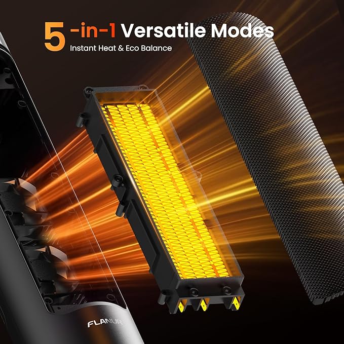 Space Heaters for Indoor Use Large Room, 1500W Portable Electric Heater with Remote, 5 Modes, Safety Protection & Child Lock, 12H Timer, Oscillation Heater for Bedroom Home Office Black 1Pack