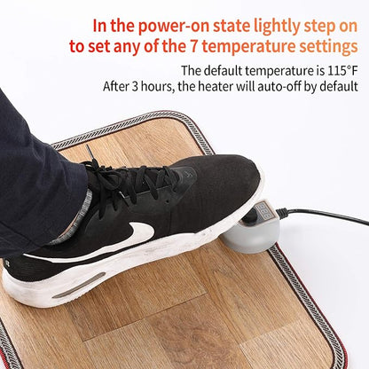 Electric Heated Floor Mats - AC 110V Foot Heater, Heated Foot Warmer Mat Under Desk for Office and Home