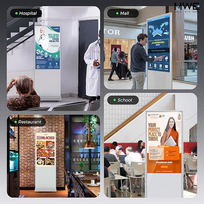 JIYANG 55 Inch 4K Digital Signage Display,Indoor Floor Standing Touchscreen Advertising Display Kiosk Android System,Commercial LCD Totem Support HDMI-in,Store Displays Screens and CMS System(White)