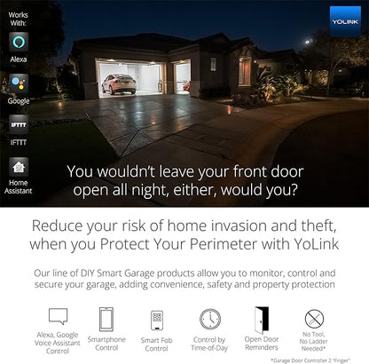 Smart Garage Door Kit with YoLink Hub - YoLink 1/4 Mile World's Longest Range Garage Door Controller and Wireless Sensor Compatible with Alexa IFTTT
