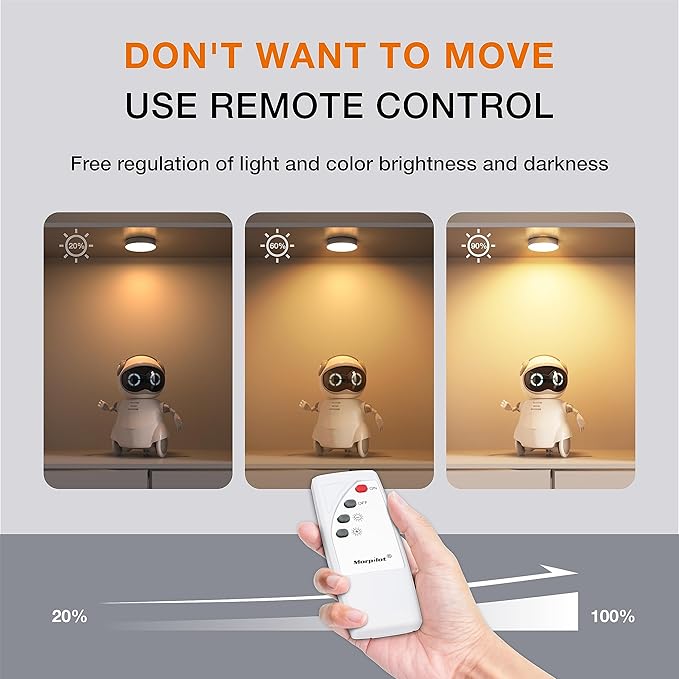 Puck Lights with Remote Control,1000mAh Rechargeable Under Cabinet Lighting,3Pack LED Closet Tap Light,Cordless Stick On Lights for Under Cabinet,Hallway,Stairway,Closet (Warm White)