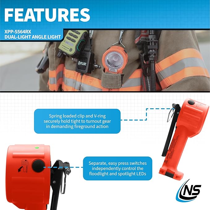 Nightstick XPP-5564 Intrant® Duo Intrinsically Safe Turbo Dual-Light Angle Light - 4 AA