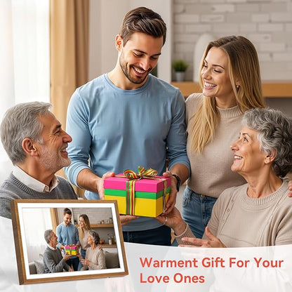Frameo 10.1" Digital Picture Frame with 32GB Memory WiFi Electronic Photo Frame Wood HD Touch Screen Auto-Rotate Slideshow Wall Mountable Share Photos/Video Remotely Anywhere(Warm Wood)