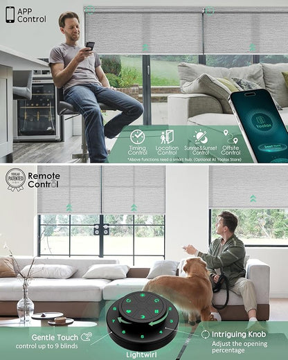 Yoolax Motorized Blinds with Remote, Smart Blinds for Windows Motorized Roller Shades, Automatic Window Shades Compatible with Alexa Custom Size (Room Darkening-Shinny Gray)