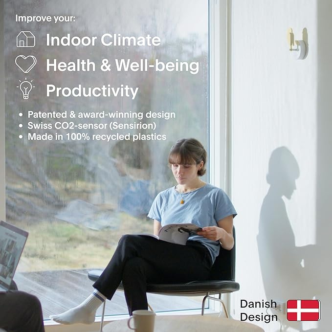 Birdie 2.0 - Design Indoor CO2 Monitor - Air Quality Meter for Home & Office - Promotes Mental & Physical Health - Modern Interior Decor - Reducing Health Risks with Clean Air (Dune, FullBirdie)