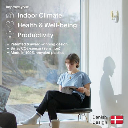 Birdie 2.0 - Design Indoor CO2 Monitor - Air Quality Meter for Home & Office - Promotes Mental & Physical Health - Modern Interior Decor - Reducing Health Risks with Clean Air (Dune, FullBirdie)