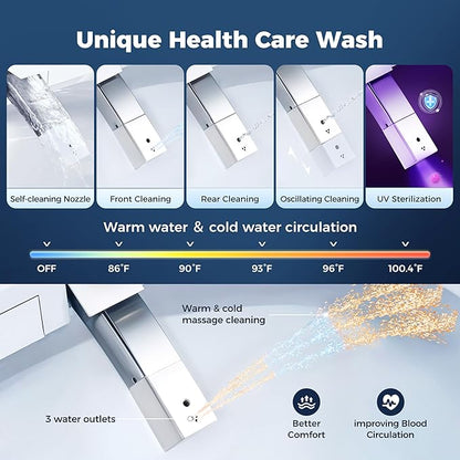 Smart Toilet with Bidet built in, Bidet Toilet with Water Filtration, Pump assisted, Auto Open/Close/Flush, Blackout Flush, Nano Self-Cleaning Glaze, Auto Deodorizer, ADA Comfort Height