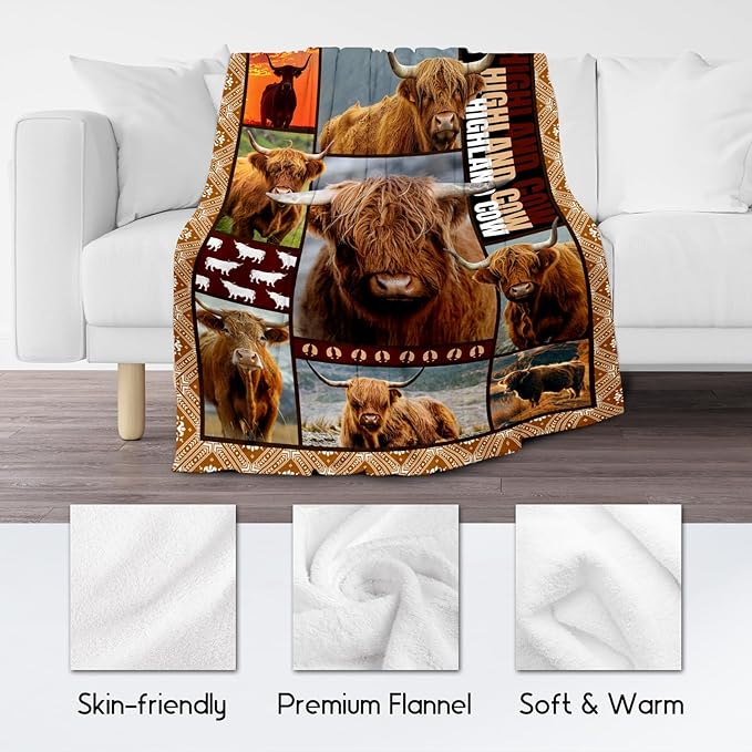 Blanket for Women Girls, Highland Cow Gifts for Adults - 40"x50" Kids Throw for Couch, Sofa - Soft, Fuzzy & Cozy - Wildlife Home Decor Gift Ideal