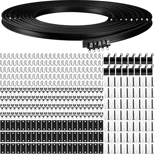 Jetec Curtain Tracks Ceiling Flexible Curtain Track Bendable Rail Curved Wall Mounted for Living Room Bedroom Divider Rod RV(20 Meter/ 65.6 Feet,Black)