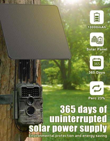 KJK 6W Trail Camera Solar Panels, Solar Battery Charger 12 Volt, Waterproof Hunting Accessory, Ideal for 24/7 Wildlife Monitoring, Compatible with All Wireless/Cellular Trail Cameras, 10000mAh Battery