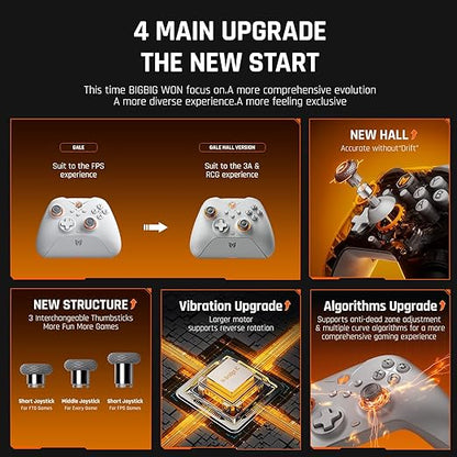 PC Controllers, BIGBIG WON Gale Hall Wireless Controllers, Motion Control, Hall Joysticks&Triggers, 3 Pairs of Thumbsticks, PC App Game Controllers for Switch/Switch2/iOS/Android Wireless Gaming Controller