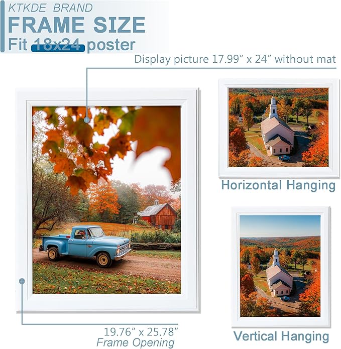 KTKDE Studio Gallery 18x24 Select Poster Frame Set of 5, White Wooden frame Display Posters, Posters & Art Prints for Artwork Wall Vertical or Horizontal Display best gift